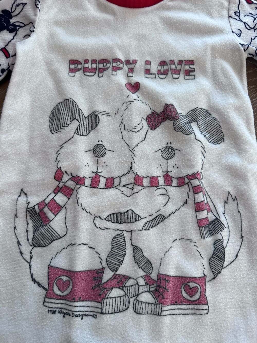 Vintage 1988 Kaycee Designs Puppy Love Baby Fleece Sleep Sack Nightgown - Picture 2 of 4